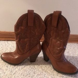 Mia brown leather cowboy boots half calf size 7